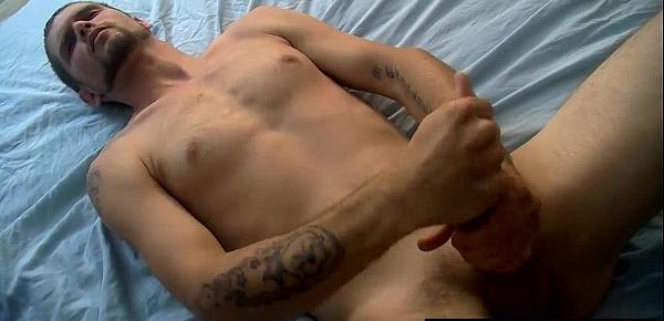  Straight thug Nolan is alone in bed and wanking his big cock